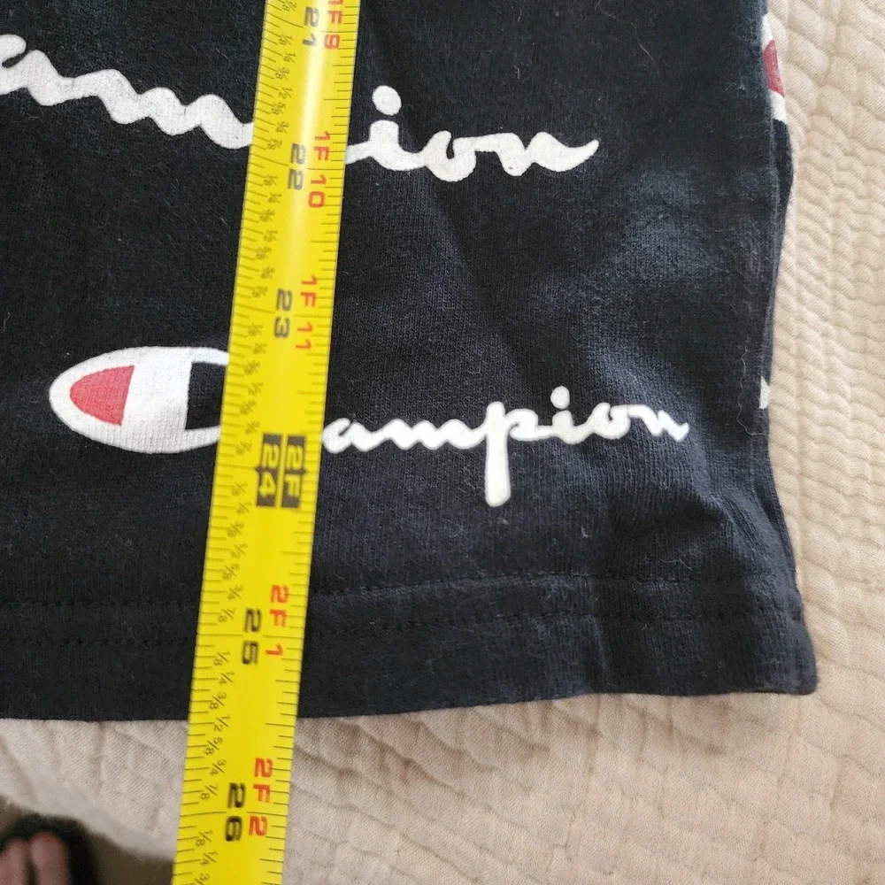Champion Mens Black Short Sleeve Logo Printed Tee Size S‎